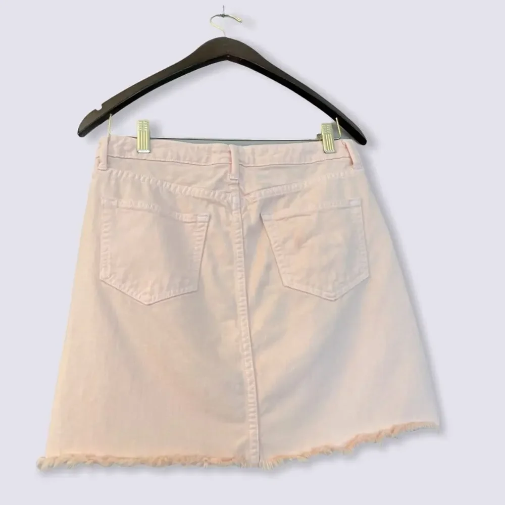 Sandrine Rose Light Pink Embroidered Denim Mini Skirt Hummingbird Size 28